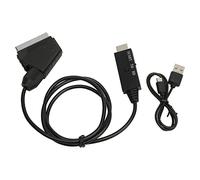Cuifati Convertisseur Péritel vers avec Alimentation USB, Adaptateur Péritel vers 1080p 60 Hz pour Enregistreur DVD VHS VCR, Plug and Play, Aucun Pilote Requis, Câble d'interface Multimédia AV vers