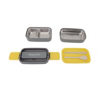 Cuifati Double Layer Lunch Box, 1400ml 316 Stainless Steel (GRAY) | Récipient à déjeuner à compartiment anti-fuite avec baguettes et cuillère, pour le travail, pique-nique, repas au restaurant