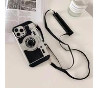 Cuifati Emily in Paris Phone Case, Vintage Camera Phone Case for IPhone 13, 3D Cool Unique Camera Design Phone Cover Cover with Amovible Neck Strap Lanyard for Girls Women Black