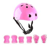 Cuifati Ensemble d'équipement de Protection pour Casque pour Enfants, Coude et Genou en Mousse pour équilibre, Voiture, Scooter, Patinage à roulettes - Coque ABS, Mousse EPS Haute densité, (Pink)
