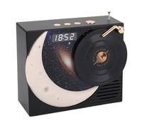 Cuifati Haut-Parleur Bluetooth Rétro, Son Surround à 360 Degrés avec Lumière Ambiante et Affichage de l'horloge, Station de Radio Portable pour Le Divertissement de Voyage au Bureau à (Black)