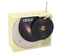 Cuifati Haut-Parleur Bluetooth Rétro, Son Surround à 360 Degrés avec Lumière Ambiante et Affichage de l'horloge, Station de Radio Portable pour Le Divertissement de Voyage au Bureau à (Yellow)