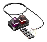 Cuifati Interrupteur d'alimentation Externe pour Ordinateur de Bureau, Bouton d'alimentation avec Câble de 2m, Lumière LED Multicolore pour Carte Mère, Espacement des Broches de 2.54mm