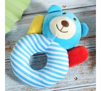 Cuifati Jouet en Peluche à Manivelle, Joli Hochet à Main en Forme d'animal, Jouet Puzzle pour Bébés, Ours rayé Bleu, Poussin rayé Jaune, éléphant Cœur Bleu (A-Ours)