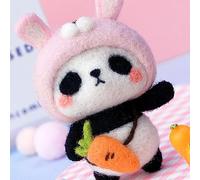 Cuifati Kit de Feutrage à L'aiguille DIY Pendentif en Laine en Forme de Panda de Dessin animé pour Débutants, Matériau Sain, Bon pour L'interaction Parent-enfant, adapté aux Débutants (Petit Lapin)