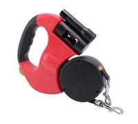 Cuifati Laisse pour Chien Double Rétractable Automatique, Corde de Traction Rétractable avec Lumière LED, Commande à Double Poignée, Ergonomique pour Chiens de Petite et Moyenne Taille (Rouge)