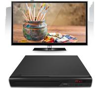 Cuifati Lecteur DVD Toutes Régions, Affichage Numérique LED 1080P HD, Lecteur CD MP3 USB Compact avec Télécommande par Câble AV, pour Usage Domestique, Voyage, Camping-Car (Prise UE)