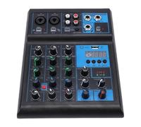 Cuifati Mélangeur Audio 4 Canaux avec Double Micro sans Fil, Interfaces Audio HD à Faible Bruit USB XLR 6,35 Mm, Voyants LED et Bouton de Réglage pour Studio de karaoké