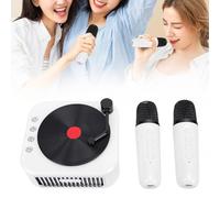 Cuifati Mini Machine à karaoké, Haut-Parleur Bluetooth Portable avec 2 Microphones sans Fil, Son HiFi, Lecture 5 Heures, 4 Effets Sonores, pour Enfants Adultes, Fête à la Maison, Cadeau (White)