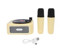 Cuifati Mini Machine à karaoké Jouet pour Enfants, Haut-Parleur Bluetooth Portable avec 2 Microphones sans Fil, qualité Sonore HiFi, Temps de Lecture de 5 Heures, Anniversaire.Noël, (Yellow)