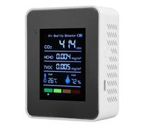 Cuifati Moniteur de qualité de L'air Intérieur, Détecteur de CO2 Portable 5 en 1, Compteur de Dioxyde de Carbone avec Testeur de Température et d'humidité HCHO TVOC pour Voyage, Maison, (WHITE)