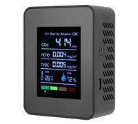 Cuifati Moniteur de qualité de L'air Intérieur, Détecteur de CO2 Portable 5 en 1, Compteur de Dioxyde de Carbone avec Testeur de Température et d'humidité HCHO TVOC pour Voyage, Maison, (BLACK)