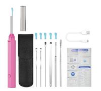 Cuifati Outil D'élimination du Cérumen éclairé par LED, Nettoyeur D'oreille Rechargeable avec Embout en Silicone Souple pour une Hygiène Familiale Sûre du Nez et des Oreilles (PINK)