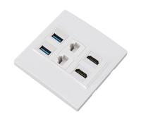 Cuifati Plaque Murale Réseau 6 Ports avec USB 3.0, Vitesse de Transfert Rapide de 5 Gbit/s, Interface Multimédia HD, Panneau combiné Ethernet RJ45 Cat6 pour Ordinateur, TV, Projecteur