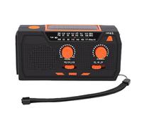 Cuifati Radio d'urgence, Radio Météo Solaire Portable à Manivelle 2000 MAh avec Lampe de Poche LED et Alarme SOS, Météo d'urgence AM FM SW pour la Survie en Camping (Black)