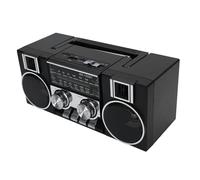 Cuifati Radio FM AM SW Portable, Haut-Parleur Bluetooth RVB avec Deux Pilotes 5 W, Son Stéréo de Charge de Type C, Radio Vintage pour Jardin, Parc, Salle de Bain (Black)