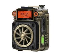 Cuifati Récepteur Portable Radio Multibande à Ondes Courtes avec FM AM SW WB Bluetooth 5.2 Lecture de Carte TF 6 Modes EQ Alarme SOS Charge de Type C pour Camping en Plein Air Randonnée (Bronze)