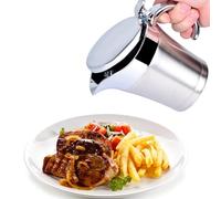 Cuifati Saucière Isolée en Acier Inoxydable 304, Pichet de Service à Double Paroi de 750 Ml, Distributeur de Sauce Piquante, Ketchup et Moutarde avec Couvercle à Bouton à une Main, Bec Anti-goutte,