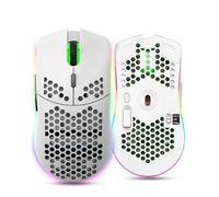 Cuifati Souris de Jeu sans Fil, Souris D'ordinateur Creuse 2.4G, DPI Réglable à 4 Niveaux, Conception Creuse en Nid d'abeille (Blanc)