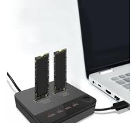 Cuifati Station d'accueil M.2 Dual Bay , Cloneur Hors Ligne pour Disques 2230 2242 2260 2280 22110, avec Indicateur LED et Copie Une à Une