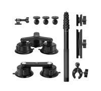 Cuifati Support à Ventouse de Voiture, 5 Puissantes Bases D'aspiration sous Vide de 84 Mm avec Poteau Télescopique à 4 Sections pour Caméra d'action, compatibilité Universelle avec