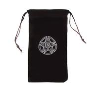 Cuigu Sac de Carte de Tarot de Velours Pentagramme Noir Sac de Rangement de Paquet de Cordon Mini pour Jouet de Maquillage de Bijoux