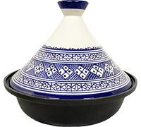 Cuilina | Tajine Fes Ø30cm - Induction - Céramique colorée faite à la main - blanc/bleu