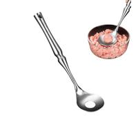 Cuillère à boulettes de viande - avec long manche en acier inoxydable 3 | 28 x 6,5 cm, acier 304, anti-adhésif, trou pour soupes, casseroles chaudes, raviolis et barbecues