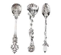 Cuillère à café, 11x2 cm / 4,3x0,8 pouces cuillère de style vintage bobines couverts argent mélange à cuillère à café de table de cuisine pour condiment crème sucre