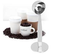 Cuillère à café 2 en 1, doseur à double usage en acier inoxydable, cuillère mesurer la poudre de grains de café, pilon portable soupe avec fond pressé