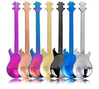Cuillère à Café en Acier Inoxydable, 7 Pièces Multicolore Guitare Cuillères à Café Mini Cuillère D'agitation pour Thé, Lait, Dessert, Boisson, Crème Glacée, Milk Shake