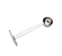 Cuillère à café en acier inoxydable et tamper pour la conception combinée 2 en 1 pour la fabrication d'expresso - Cuillère à mélanger compacte avec base plate pour une utilisation à la maison ou au