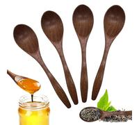 Cuillère à Café en Bois 4 Pièces, Petite Cuillere en Bois Naturelles Faites à la Main pour Chocolat Chaud miel café thé Accessoires de Cuisine