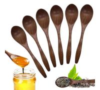 Cuillère à Café en Bois 6 Pièces, Petite Cuillere en Bois Naturelles Faites à la Main pour Chocolat Chaud miel café thé Accessoires de Cuisine