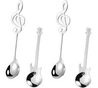 Cuillère à café en forme de guitare,en forme de guitare et en forme de note,cuillère à café en acier inoxydable,cadeau de musicien,cuillère à thé décorative musicale amusante pour café,desserts