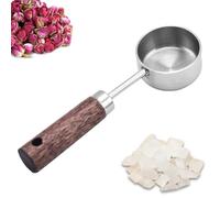 Cuillère à café en poudre, cuillère à soupe vintage, cuillère à café avec poignée en bois, cuillère à café multifonction de 15 ml pour la maison, la cuisine et la pâtisserie, 11,5 x 3,5 cm
