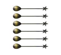 Cuillère à café et Dessert en alliage de zinc, vaisselle de table, cuillères à remuer à poignée droite, outil de cuisine pour la maison, cuillère à café étoile en alliage de zinc 6 pièces