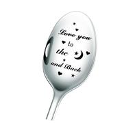 Cuillère à Café Gravée Love You to the Moon and Back - Cadeau de Mariage, Cuisine Unique - Symbole d'Amour pour Occasions Spéciales - Saint-Valentin et Anniversaire
