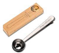 CuillèRe à Café personnalisées avec Clip Acier Inoxydable, CuillèRe à Mesurer Pour Café en Grains, Cuillere Doseuse avec Clip Fermeture Sac, Cuillere Doseuse Gramme - Longueur : 17,5 cm