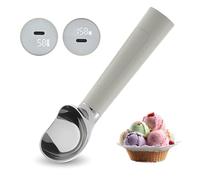 Cuillère à crème glacée chauffante rechargeable, cuillère à glace électrique avec affichage LED, chauffe à 70°C pour la glace dure, facile pour les seniors et les enfants, étanche IP67 (Gris)