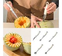 Cuillère à crème glacée en acier 304 - Ustensiles de dessert pour fruits, boulettes de viande, biscuits, pâte - Outil ergonomique de sculpture des fruits