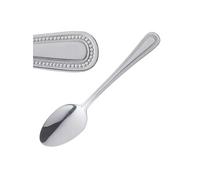 Olympia Cuillère à dessert Bead en acier inoxydable, (Lot de 12), argent, 185 (L) mm, 18/0 hautement poli, bordure perlée, poignée solide, usage commercial et domestique, C129