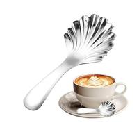 Cuillère à dessert - coque en acier inoxydable | cduillère à vintage | Petite à caféf mini argent, manche court design rétro, couverts en pour gâteau café, décoration de table élégant