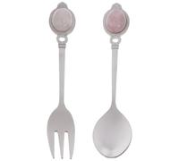 Cuillère à Dessert en Pierre Cristal et Acier Inoxydable, Argenté | Usage Multi, Prise Confortable, Surface Polie Miroir, pour Café Glacé, Boisson Rafraîchissante, Thé de Couleur Aléatoire