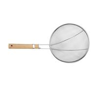 Cuillère à écumoire en acier inoxydable : cuillère en maille de filtre à huile de cuisson avec manche long en bois | Outil de tension de graisse pour frire, outil de séparation de graisse de cuisine