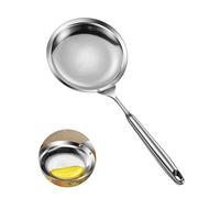 Cuillère à écumoire - Passoire extra large en acier inoxydable à maille fine pour soupe, pâtes et friture, filtre à graisse de bacon avec poignée épaisse (diamètre 15 cm)