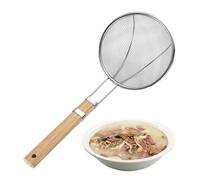 Cuillère à filtre à huile : cuillère en maille en acier inoxydable avec manche en bois, séparateur de graisse de cuisine de cuisine | Outil d'écumoire à mailles fines