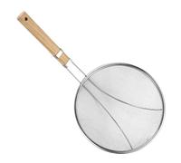 Cuillère à filtre à huile de cuisine en acier inoxydable avec poignée en bois longue | outil d'effort de graisse, outil de séparation de graisse de cuisine, cuillère en maille de sauce