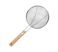 Cuillère à filtre à huile - Passoire en acier inoxydable à mailles fines, écumoire de cuisson avec poignée en bois, louche séparateur de graisse pour enlever la sauce mousse avec design suspendu