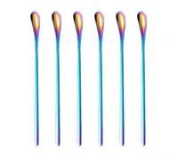 Cuillère à fondre la cire en acier inoxydable, tige de 19,3 cm de long pour la fabrication de bougies, outil de mélange de résine, ustensile de savon, cuillère laquée réutilisable avec (colorée)
